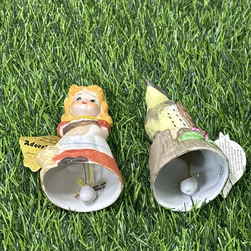 Vintage Ceramic Bell Lot‎ Bird Feathered Friends Adorabelles Girl